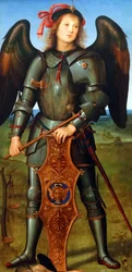 De Maagd en Kind met een Engel, de Aartsengel Rafaël met Tobias en de Aartsengel Michaël (detail)