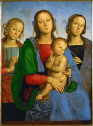 Madonna en kind met de heiligen Rosa en Catharina (schilderij op populierenhout)