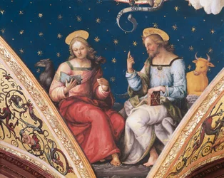 Sint Lucas en Sint Johannes, detail van De Eeuwige Vader, met heiligen en evangelisten