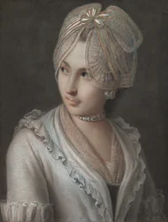 Een Elegante Jonge Dame met een Kantmuts