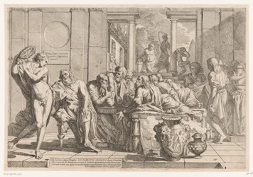 Alcibiades onderbreekt gesprek tussen Socrates en zijn vrienden