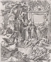 Een allegorie ter ere van de aankomst van kardinaal Franciotti als bisschop van Lucca, 1680-1700