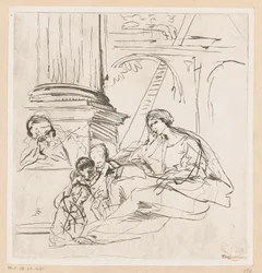 Heilige Familie met twee kinderen erbij