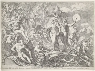 Jongeman arriveert op de Parnassus langs de weg van de Deugd