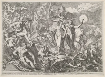 Jongeman arriveert op de Parnassus langs de weg van de Deugd