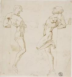 Studies voor Kruisdieven (recto), Schets van figuren (verso)