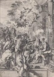 De Aanbidding der Wijzen, voor een architectonische zuilengang