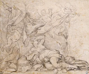 Venus, studie voor Triomf van de Goddelijke Voorzienigheid, fresco op gewelf in zaal van Palazzo Barberini, Rome