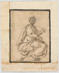 Schetsboekpagina: Allegorisch figuur
