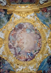 De Sala di Apollo detail van plafonddecoratie met Cosimo I de