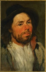 Boer met hoed (olieverf op doek)