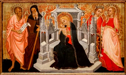 Madonna en kind met heiligen. 15e eeuw