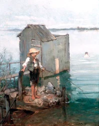 Badkoets met jongen, 1868
