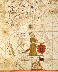 Ottomaanse rijk, uit portolaan atlas bestaande uit zes kaarten, door Placido Caloiro en Francesco Oliva, perkament. 1646.