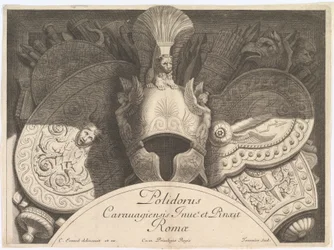 Diverse Trofeeën Wapentrofeeën na de Façade van Palazzo Milesi in Rome, 1651