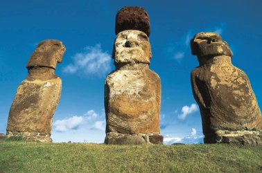 Moai-beelden, Nationaal Park Rapa Nui, Paaseiland, Chili