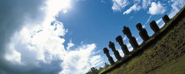 Moai-beelden, Nationaal Park Rapa Nui op Paaseiland, Chili