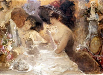 Diner in Monte Carlo. Belle Epoque door Pompeo Mariani. Museo del Castello. Milaan