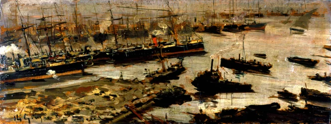 Haven van Genua, schilderij door Mariani