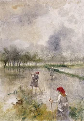 Vrouw in de Rijstvelden