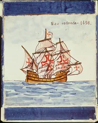 Azulejos tegel met een schip, uit Sagres, 1498