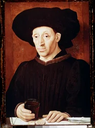 Portret van de man met het glas wijn