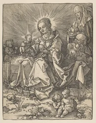 De Madonna op een grasrijke oever