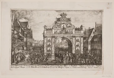 Frederik V passeert de erepoort in Horsens