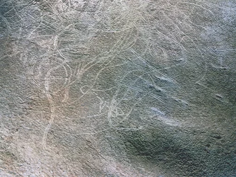 Schetsafbeeldingen van menselijke vrouwenfiguren en mammoeten, Paleolithicum (ca. 40000-12000 v.Chr.) (foto)