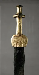 Zwaard uit Guadalajara (Spanje), detail van het gouden handvat, prehistorische periode