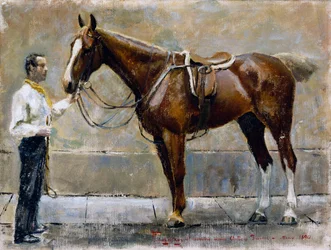 Paard en stalknecht
