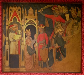 Gevangenschap van koning Jojachin van Israël, reconstructie van een muurschildering oorspronkelijk in de Painted Chamber van het Palace of Westminster