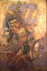 De geschiedenis van Antiochus, reconstructie van een muurschildering oorspronkelijk in de Painted Chamber van het Palace of Westminster