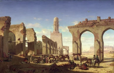 Ruïnes van de moskee van kalief El Haken, Caïro, ca. 1840