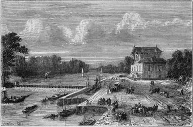 Zicht op de dam aan de Seine in Suresnes