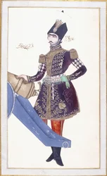Portret van Nasir al-Din Shah, hand rustend op een kanon, c. 1853-4