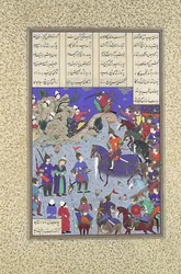 De Khaqan Gevangene Voor Bahram Gur, Folio 578r uit het Shahnama Boek der Koningen, ca. 1530-35