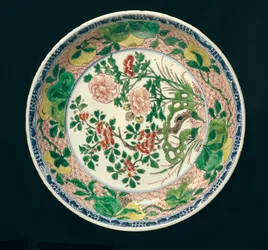 Schaal met famille verte decoratie, Kangxi-periode, 1662-1722 (keramiek)