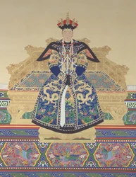 Keizerin Xiao Cheng Ren (1653 - 1674) eerste gemalin van de Qing-dynastie Keizer Kangxi (inkt en kleur op zijde)