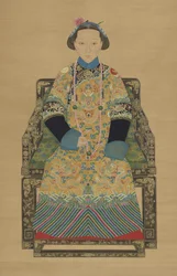 Keizerin Xiaozhen, tweede gemalin van keizer Xianfeng (1831-1861) (inkt en kleur op zijde)