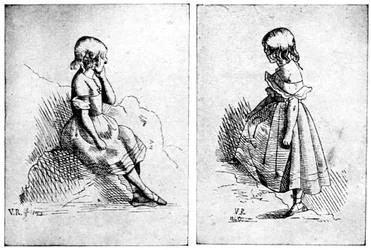 Twee etsen door Koningin Victoria, 1840