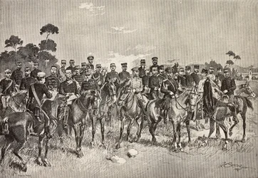 Officieren van buitenlandse legers bezoeken Italiaanse soldaten in Lombardije