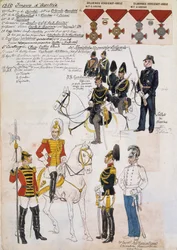 Gendarmes, marinesoldaten en officieren van het 3e Cavalerie Archduke Maximilian Regiment, Oostenrijkse Keizerlijke uniformen