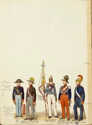 Militaire uniformen, kleurplaat door Quinto Cenni