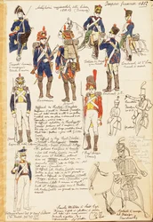 Uniformen van Artillerie van Koninkrijk Frankrijk, kleurplaat door Quinto Cenni