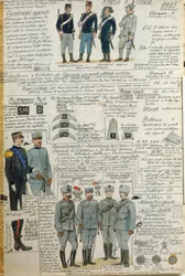 Uniformen van het Italiaanse leger tijdens de Eerste Wereldoorlog, door Quinto Cenni, kleurenplaat