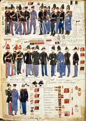 Verschillende uniformen van het Hertogdom Parma