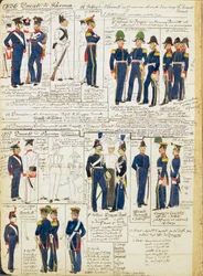 Verschillende uniformen van het Hertogdom Parma