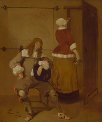 De vermoeide drinker, ca.1640-69 (olieverf op paneel)