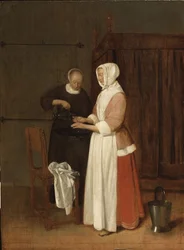 Een vrouw die haar handen wast, 1662